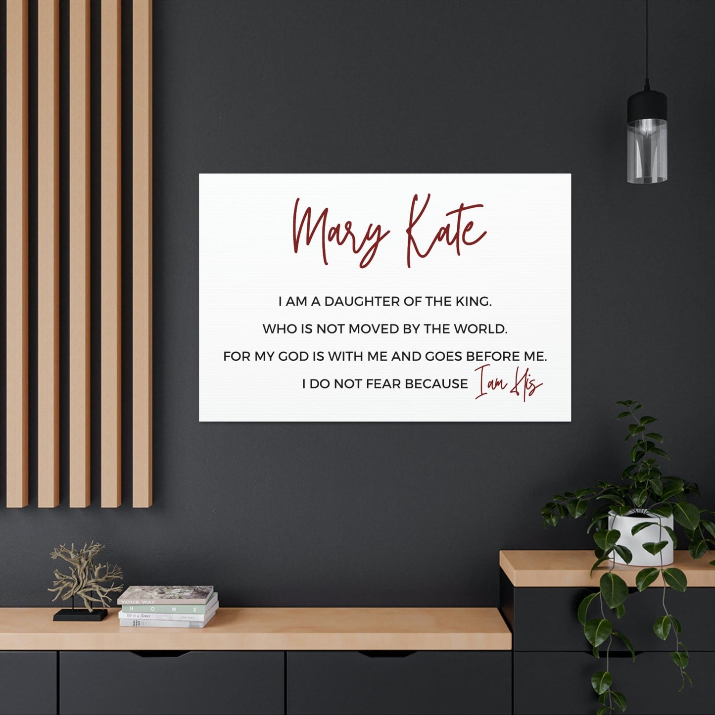 Personalized Christian Canvas Wall Art: 'I am the Daughter of the King'