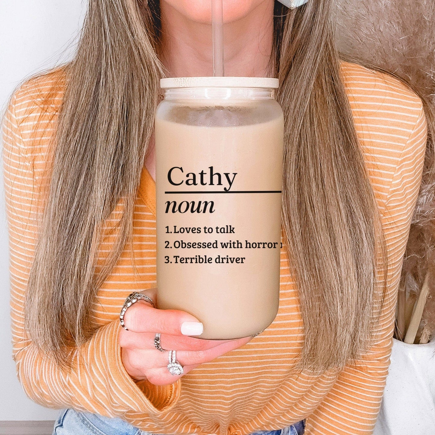 Personalized Name Definition Iced Coffee Tumbler 30th birthday gift Custom Birthday Frosted Glass Cup 60th Birthday Mug Custom 40th Birthday